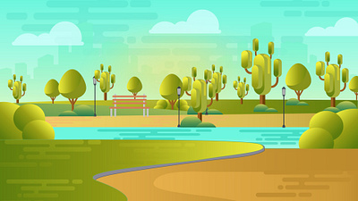 Lush Green Mountains Nature Landscape Illustration design illustration vector art