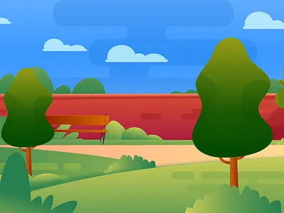 Green City Park Flat Design Urban Nature