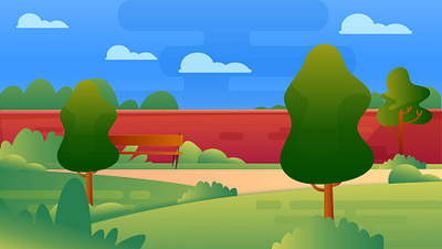 Green City Park Flat Design Urban Nature
