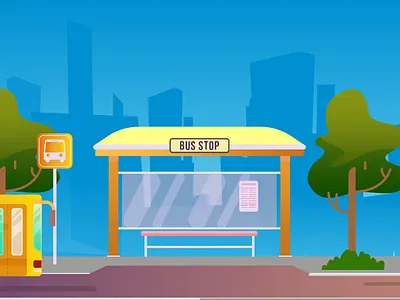 Urban Transit Hub Bus Station & Stop Illustration