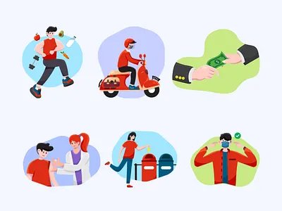 Community Public Service Vector Illustrations