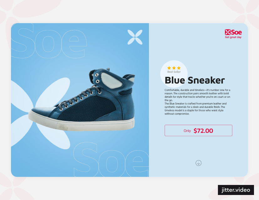 Soe - Get Great Day animation business ecommerce fashion landingpage marketplace mode motion graphics shoes shop shopsite site stylish ui ux wear web webdesign