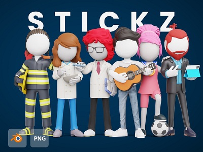 3D stick figures 3d 3d character 3d illustrations blender cartoon character cute cycles dummy figures figurines graphic design illustration illustrations persona render resources stick stylized ui