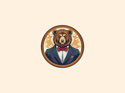 Gentleman Bear Logo b logo bear cartun logo bear logo bear mascot logo cartun logo gentleman bear logo mascot logo