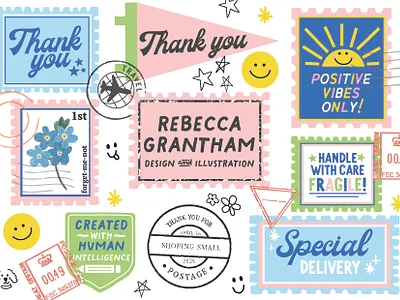 Thank you stamps branding digital illustration graphic design illustration packaging photoshop procreate stamp