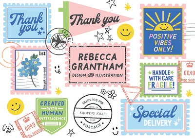 Thank you stamps branding digital illustration graphic design illustration packaging photoshop procreate stamp