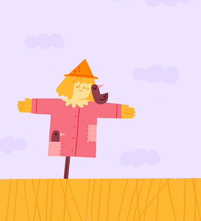 Scaring & Carrying bird care character crow farm field illustration love procreate scare scarecrow texture village