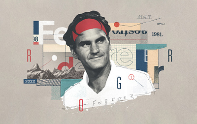 Roger Federer art champion collage digital art editorial federer illustration magazine portrait roger federer sport tennis typography