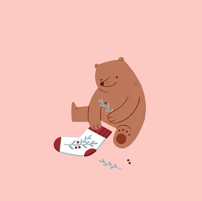 Christmas Crafts animal bear character christmas craft diy gift illustration procreate sock texture