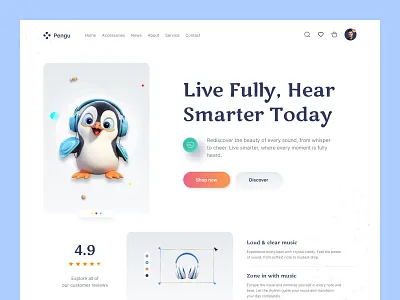 Headphone - Landing page concept earbuds earware graphic design headphone sound uidesign uiux user interface design webdesign website design