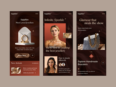 Sapphire - Jewelry Website Mobile accessories beauty diamond jewellery earrigns ecommerce glamour gold jewellery handmade jewellery website jewelry landing page landingpage mobile website rigns silver webdesign website design website designer wedding ring women accessories