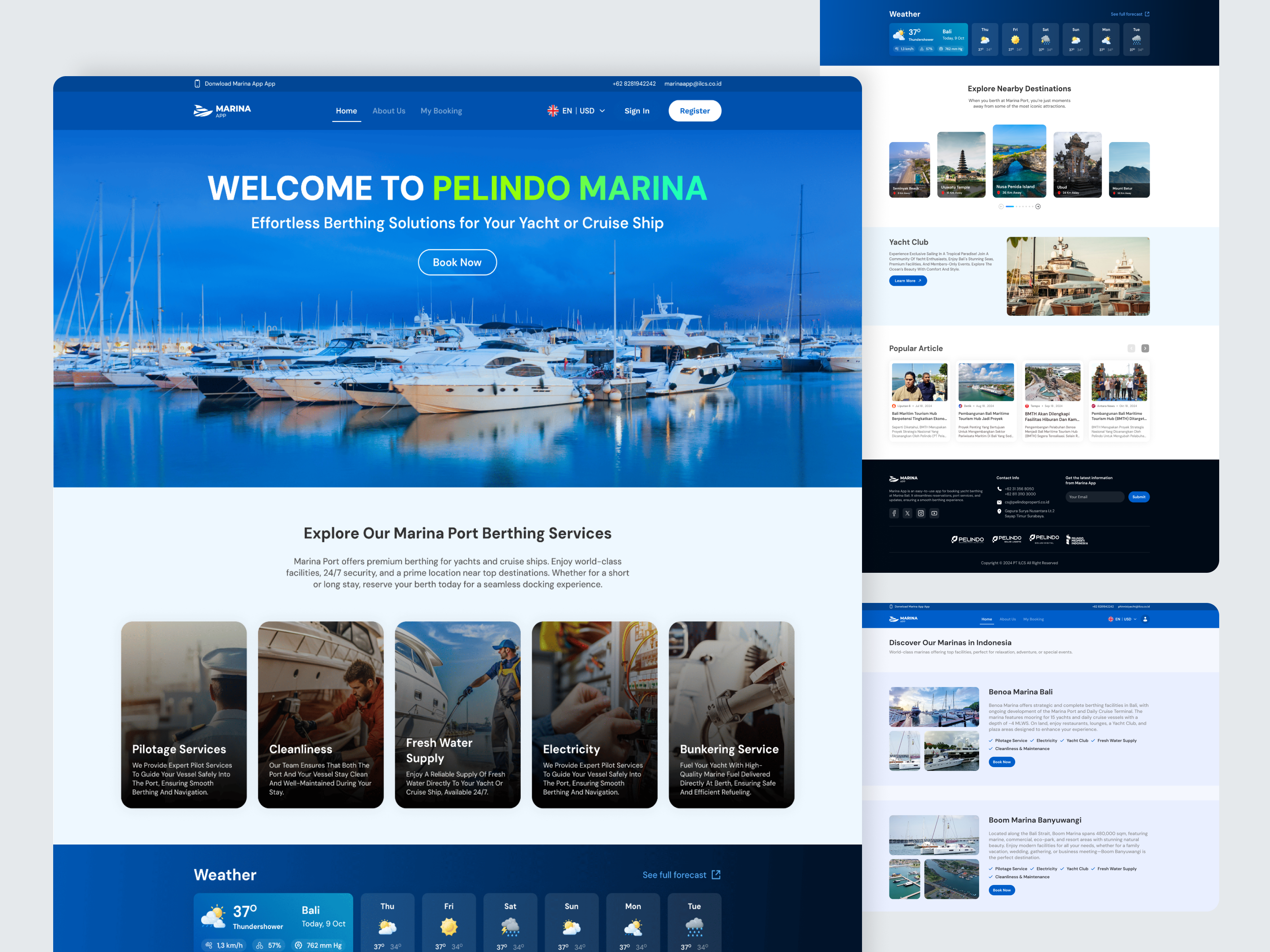 Pelindo Marina – Landing Page Exploration bali benoa bali boat booking hero hero section landing page marina app pelabuhan pelindo port terminal ship ui design uiux ux design web design yacht