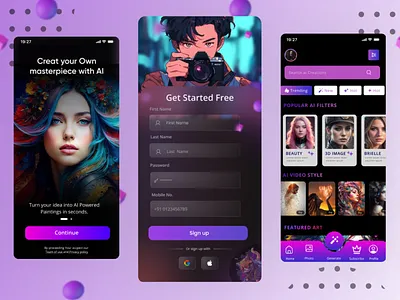 AI Avatar Mobile App 3d ai animation graphic design mobile motion graphics ui