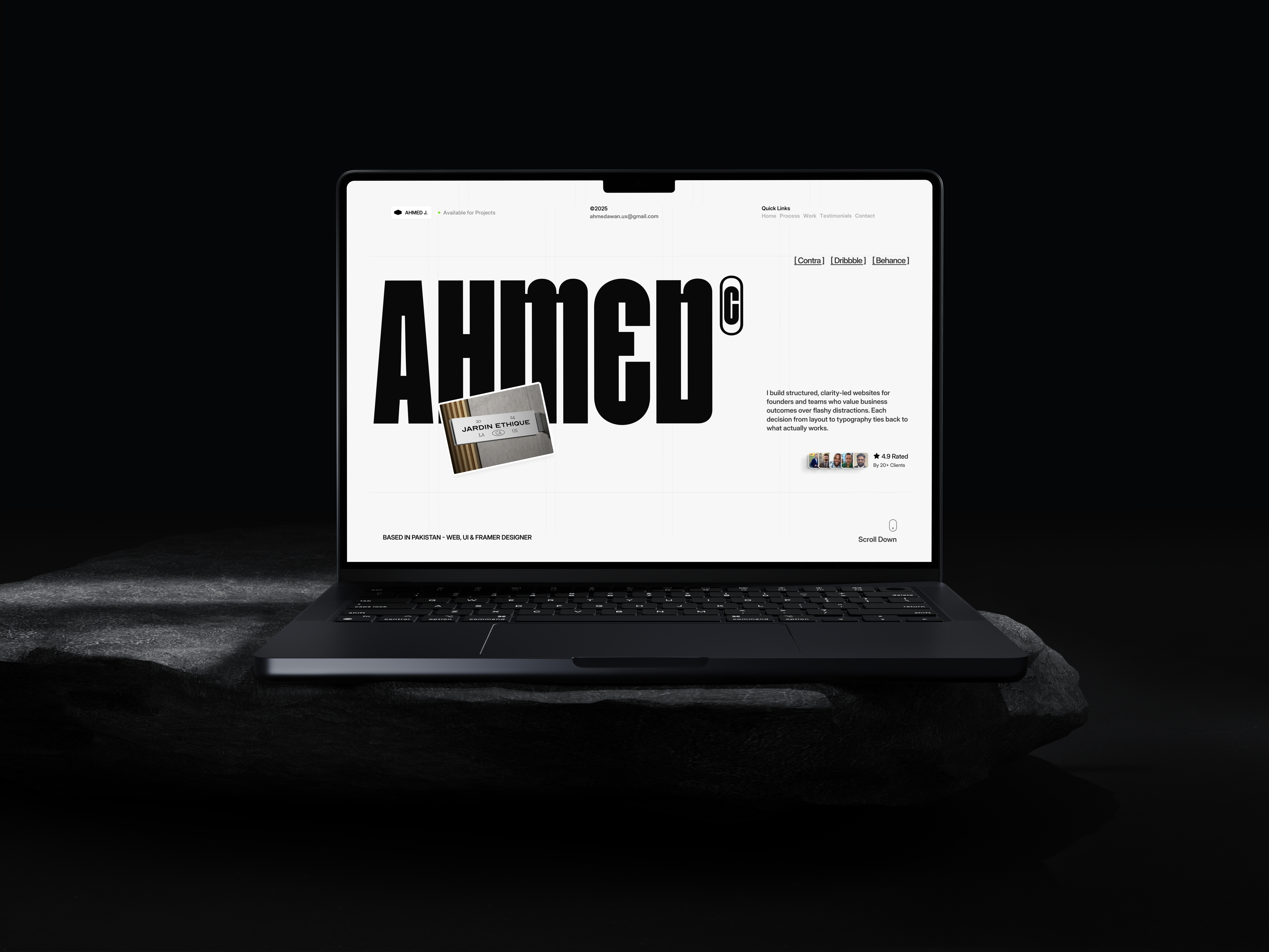 Portfolio Website Design clean design design framer landing page portfolio ui ui design web design website design