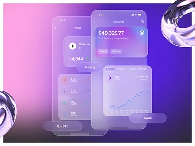 Mobile Crypto Trading App cryptoapp cryptocurrencyexchange cryptotrading cryptowallet digitalwallet graphic design tradingplatform ui ux webdesign