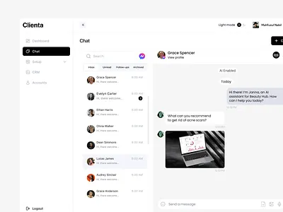 Inbox Chat UI – Clean Messaging Dashboard user experience