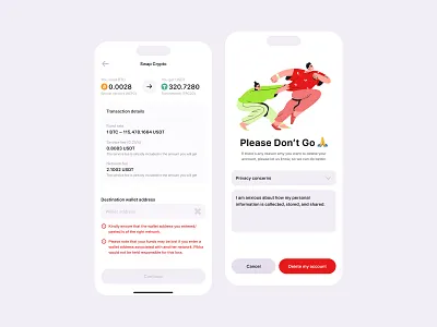 Delete Account account app branding crypto cryptocurrency delete account design illustration swap swap crypto ui uidesign ux uxdesignmastery