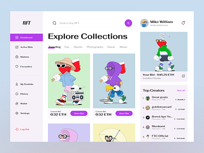 Nft Dashboard admin app dashboard finance dashboard nft nft dashboard product design