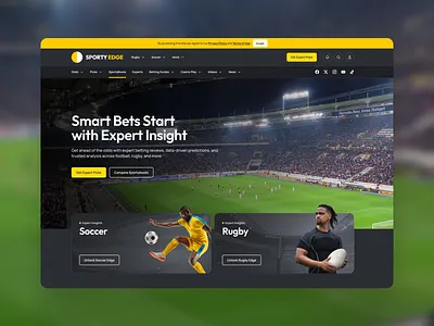 UI/UX Design For Sporty Edge: a Smart Betting Platform football homepage ui design ux design web design