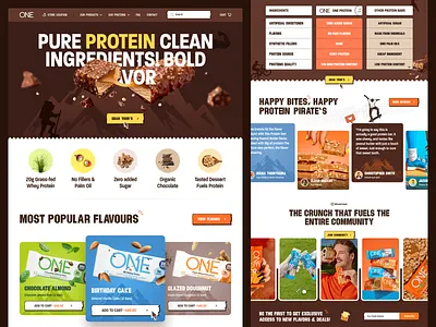 ONE - Protein Bar Landing Page Website bodybuilding ecommerce energy bar fitness fitness snack fuel bar gym homepage landing page muscle gain nutrition power snack protein bar protein snack web design website website design whey protein whey protein website workout