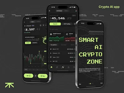 Smart AI Crypto Zone ai aiux cryptoapp cryptoportfolio darkmode dashboarddesign fintech mobileapp transactiondesign uiuxdesign