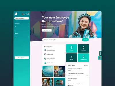 ServiceNow Employee Center concept for Deliveroo employee center portal servicenow ui ux