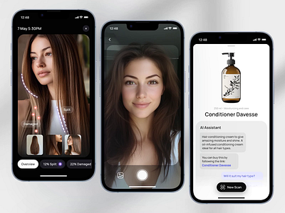Hair App | Hair Care App | AI Mobile App | App Interface | App ai app design ai mobile app ai product app ai product design animation app design app interface application design hair app hair app design haircare hairstyle app hairstyle mobile app mobile mobile app design mobile application design mobile design mobile interface product design ui ux