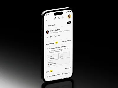 Mortgage CRM Lead Details - Mobile App ai app design contact crm crm dashboard dashboard dashboard design lead lead details mobile app mobile app design mortgage mortgage crm mortgage crm dashboard product design sales dashboard ui user experience