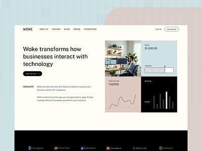 Woke - Technology Website Template builtwithtemplate business dashboard design it company madeinwebflow madewithwebflow marketing saas saas hero saas landing saas landing page saas template saas website software startup technology webflow