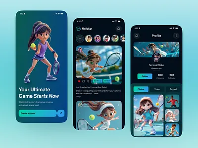 Tennis Sports Mobile App app app design ios live scores mobile app mobile app design mobile interface onboarding player stats profile real time updates responsive layout social app sport sports sports app sports mobile app tennis tennis app uiux