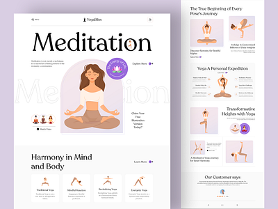 Yoga & Meditation Website calm health improvement health lifestyle healthcare hero section hospital landing page med medical care meditation medtech mental health mindfulness online meditation relax wellness yoga yoga pose zen