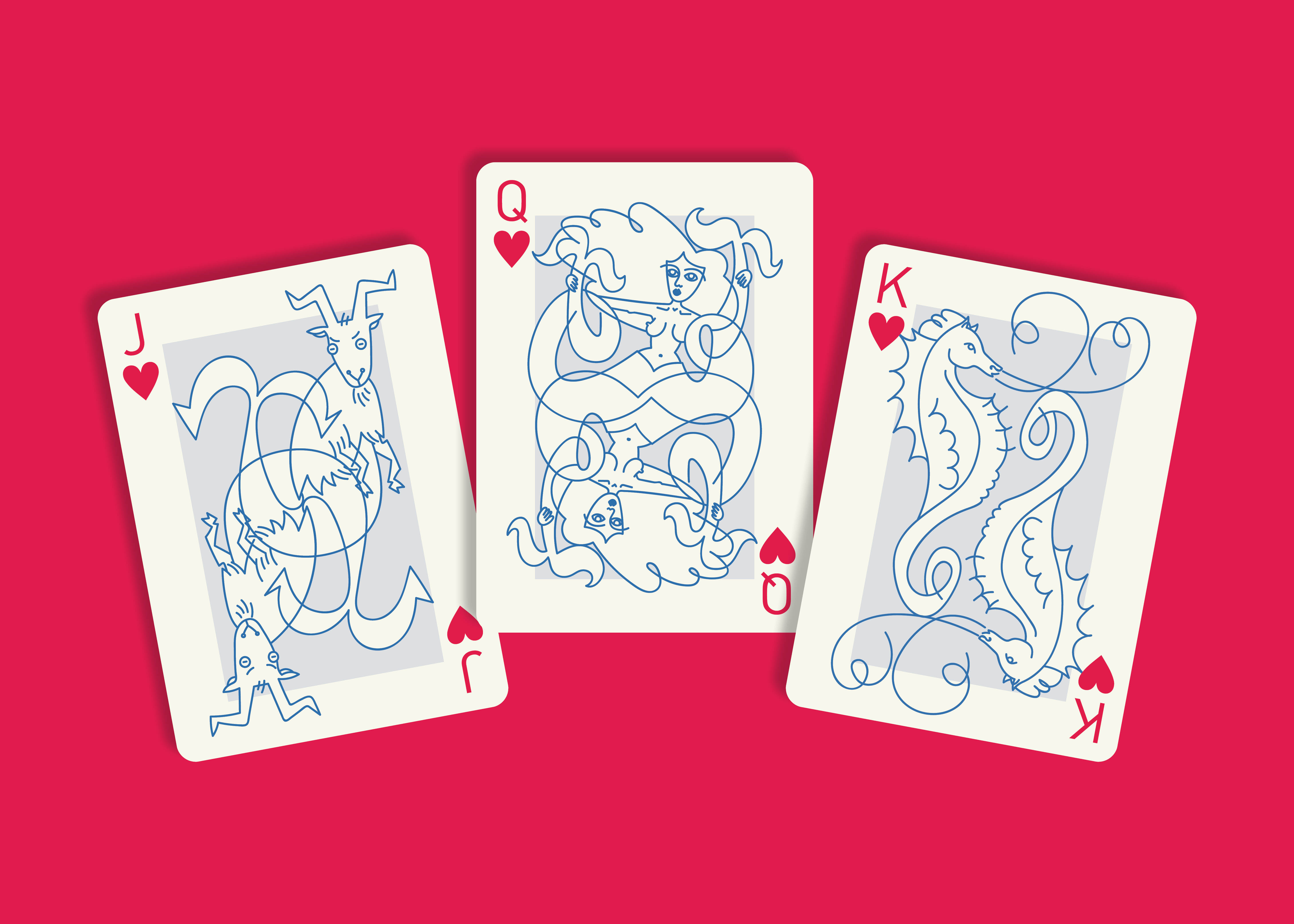 Playing cards - Medieval Creatures of the Adriatic Sea graphic design