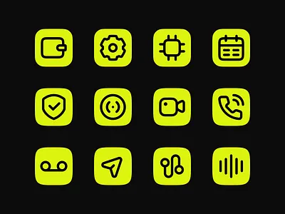 Neon UI Symbols – Tech Essentials, Line Icons bold brand identity branding and identity design system graphic design icon designer icon pack icon set icon system iconography icons illustration line line icons simple ui ux visual identity web design website icon