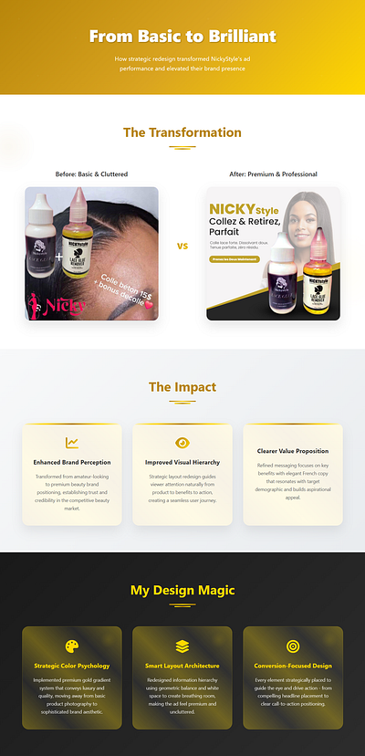 From Cluttered to Premium: NickyStyle's Ad Redesign branding designcasestudy graphic design logo ui