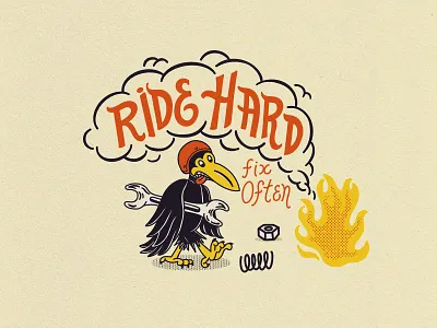 Ride hard, fix often. 🔩 apparel design fix graphic design illustration lettering t shirt