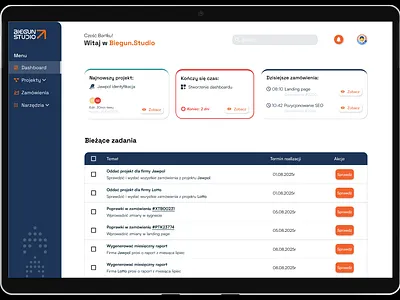 System CMS dla Biegun Studio - panel administratora branding graphic design ui
