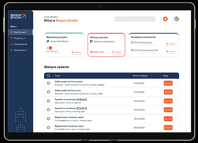 System CMS dla Biegun Studio - panel administratora branding graphic design ui