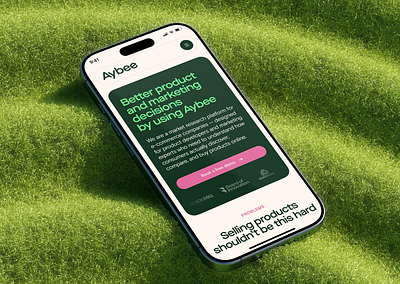 Aybee - E-commerce Research Platform | Minimum Code ai ai e commerce ai platform beige beige design bold typography creative design creative landing page e commerce green green design hero section hero section landing page marketing tool mobile landing page pink pink design research platform researches