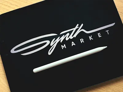 Synth Market_logotype branding calligraphy custom flow graphic design handmade handwritten iconic japan lettering logo music procreate script signature synth type unique