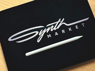 Synth Market_logotype branding calligraphy custom flow graphic design handmade handwritten iconic japan lettering logo music procreate script signature synth type unique