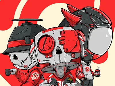 RED anime art character comic cyberpunk design dystopian game illustration manga vector