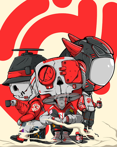 RED anime art character comic cyberpunk design dystopian game illustration manga vector