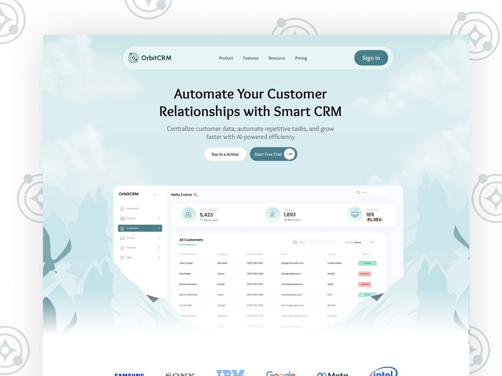 📈CRM Landing Page for Orbit automation bmvsi crm landing page landingpage task ui workflow