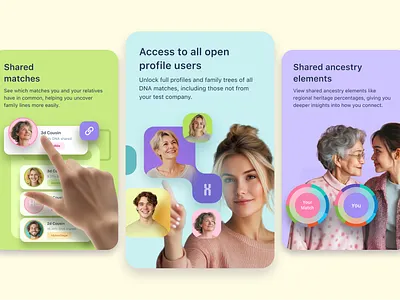 Genomelink Data Visualization ancestry data baner connection data visualisation design dna graphic design guide icons illustration matches planning promo ui visual guide