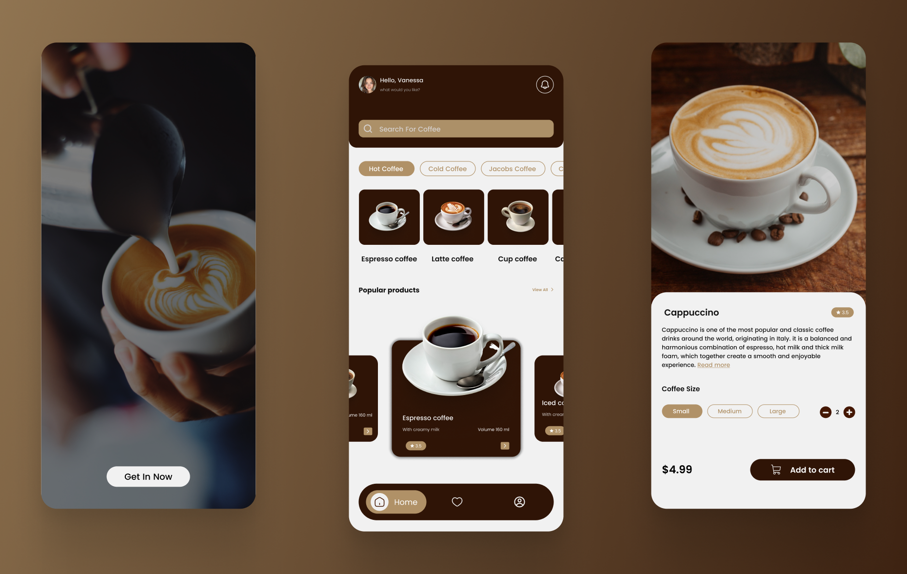 Coffee App Design coffee design figma graphic design mobile mobile app product product design ui uiux ux