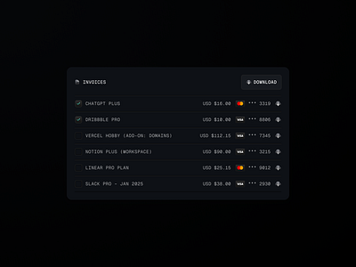 Invoice Payments bill billing dark dark mode darkmode details finance financial fui invoice online store pay payment payments product product design saas sales service transaction