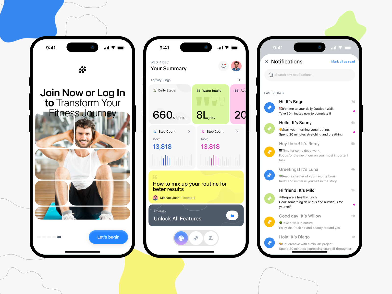 Fitness App UI app app design app ui daily app daily routine fitness fitness app fitness app ui health app health care ios mobile app mobile app ui routine