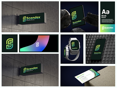 Scendex Logo & Visual Identity Design animation branding dribbbleshowcase forsale gradientlogo logo logo design logomark motion graphics