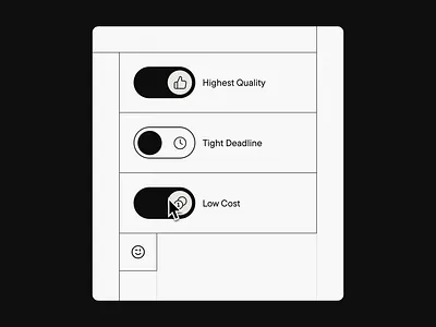 The Impossible Toggle agency animation black design form graphic design hover interaction interface monochrome motion graphics multi choice toggle typography ui ux web design