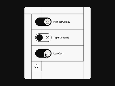 The Impossible Toggle agency animation black design form graphic design hover interaction interface monochrome motion graphics multi choice toggle typography ui ux web design